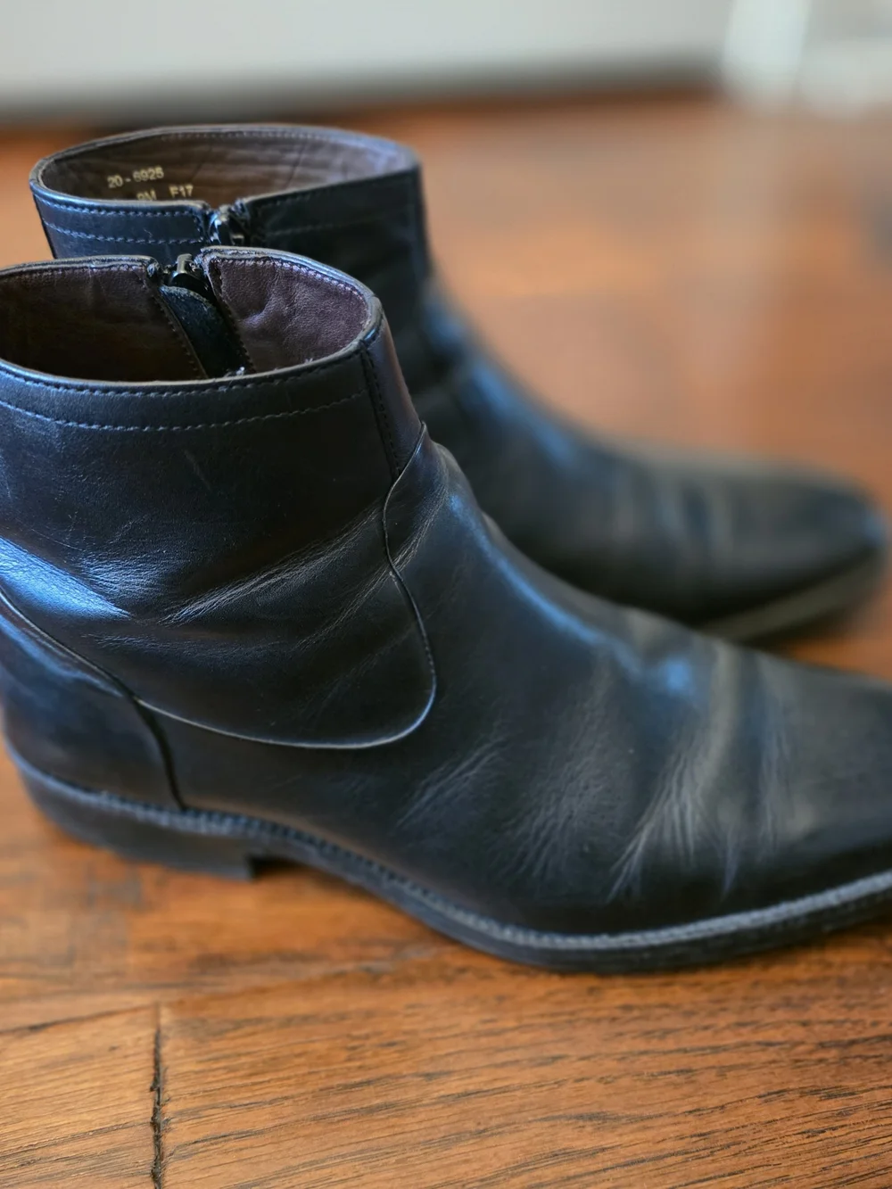 Men's Black Leather Chukka Boots with Side Zipper